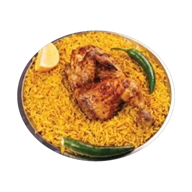 نصف دجاجة — شواية مع رز كبسة