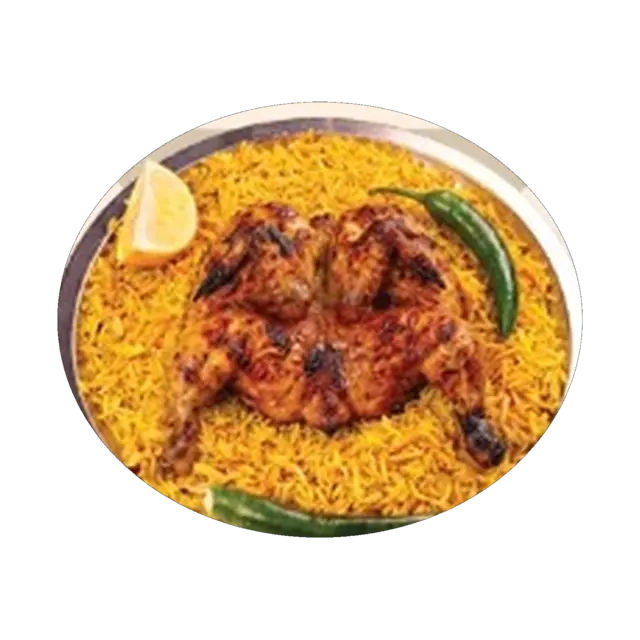 دجاجة كاملة — شواية مع رز كبسة